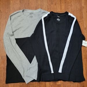 1 Large Arizona Jean Co Men's Black/ White and 1 Black/Gray Long Sleeve Thermal